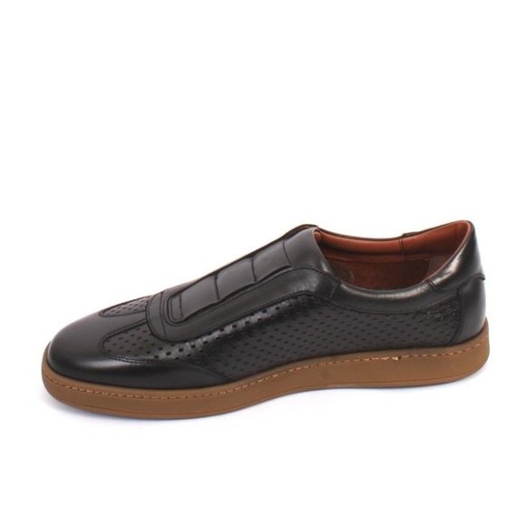 Roberto Serpentini 57130b Black Leather Streetch Sneakers Shoes